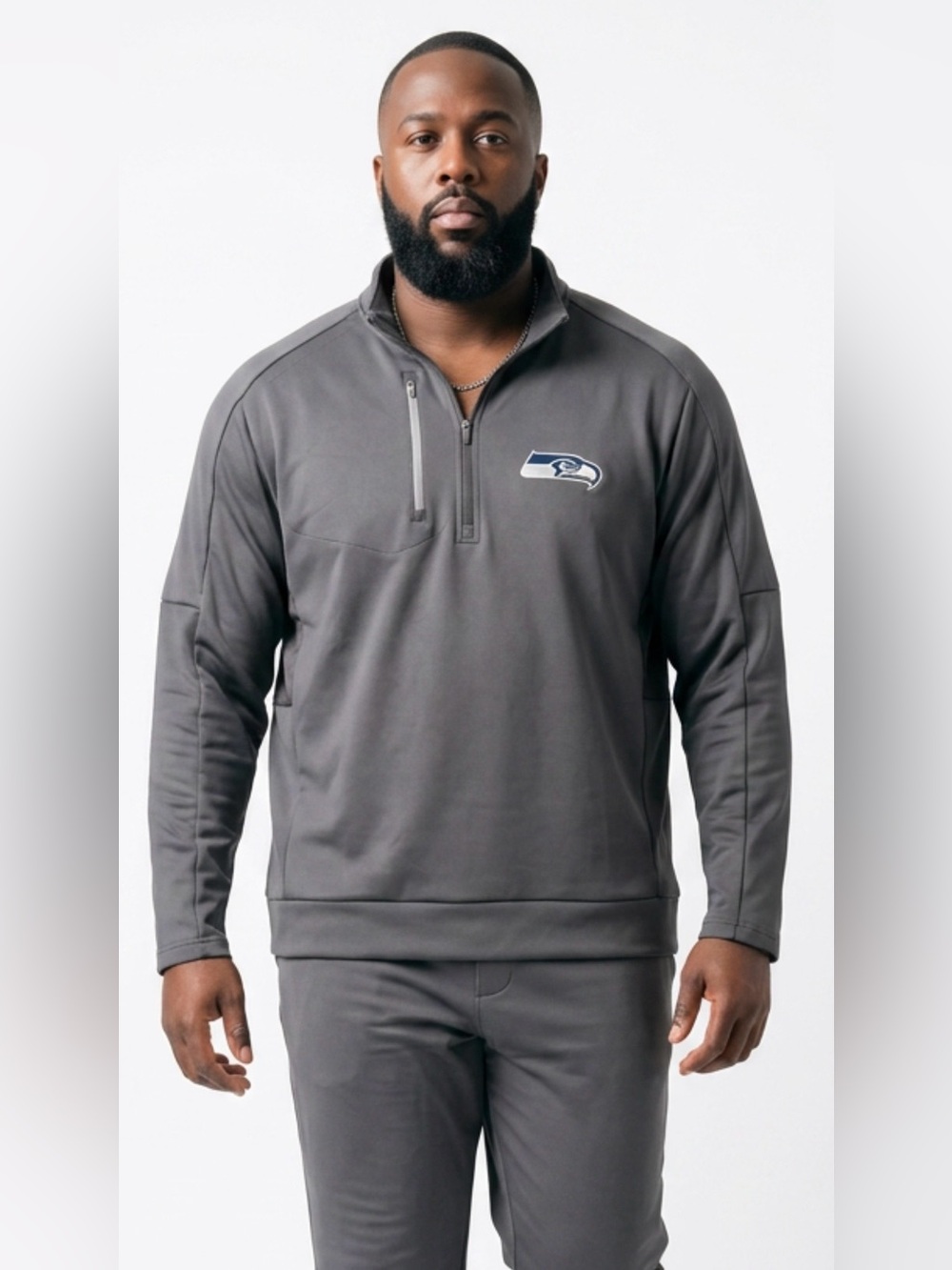 Antigua Seattle Seahawks Generation Charcoal 1/4 Zip Pullover 2XL
